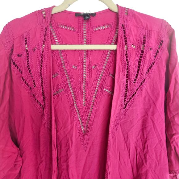 Torrid Womens Kimono Crochet Boho Crinkle Gauzey Size 1/2X Drapey Cover Up Open - Picture 3 of 9